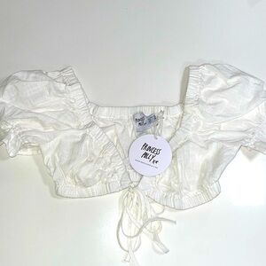 NEW Princess Polly cropped Bell sleeved top.  White.  Size 6